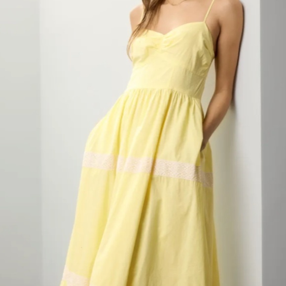 Jason Wu Yellow Lace Trim Midi Sundress – Size 6 - Picture 1 of 5